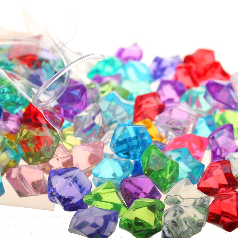 PMLAND Clear Fake Ice Rocks â€“ 180 Pcs Large Multicolor Assorted Acrylic Gems Crushed Plastic Diamonds Vase Filler for Centerpieces, Theme Decor, Holidays, Parties, Aquarium & Table Scatter - Image 5